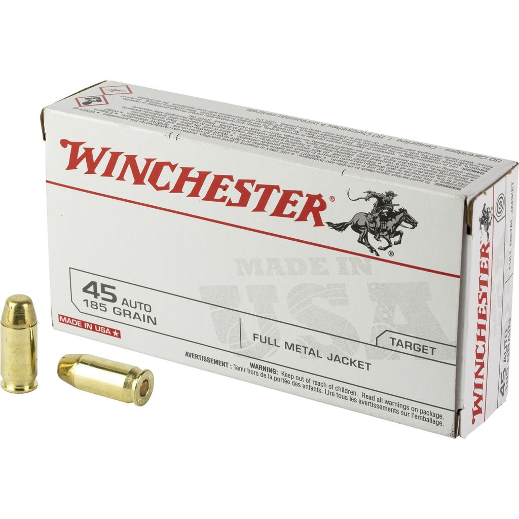 Winchester Ammunition WIN USA TRGT 45AUTO 185GR FMJ 50/500