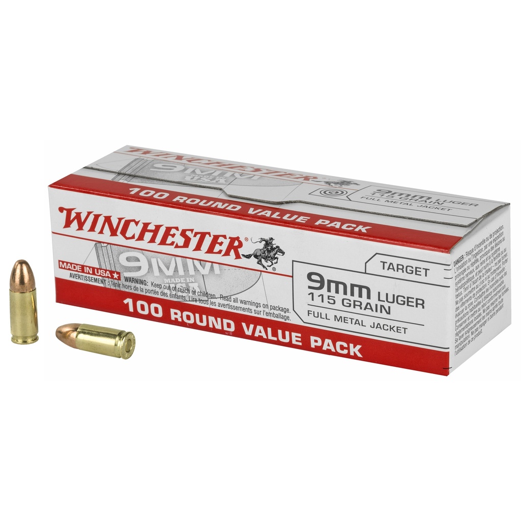 Winchester Ammunition WIN USA 9MM 115GR FMJ 100/1000