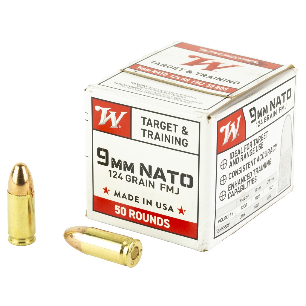 Winchester Ammunition WIN USA 9MM NATO 124GR FMJ 50/1000