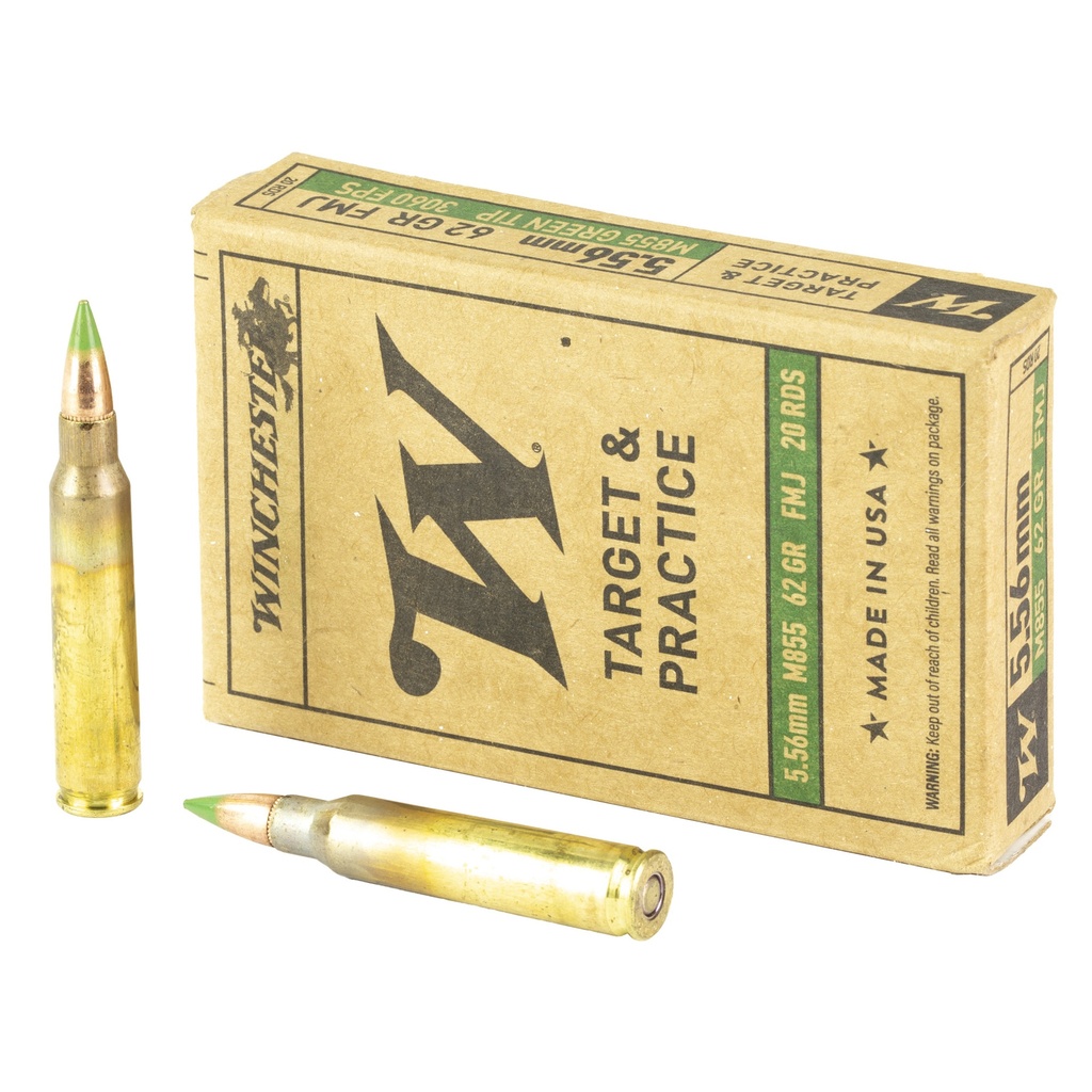 Winchester Ammunition WIN 556 M855 62GR FMJ GRNTIP 20/1000