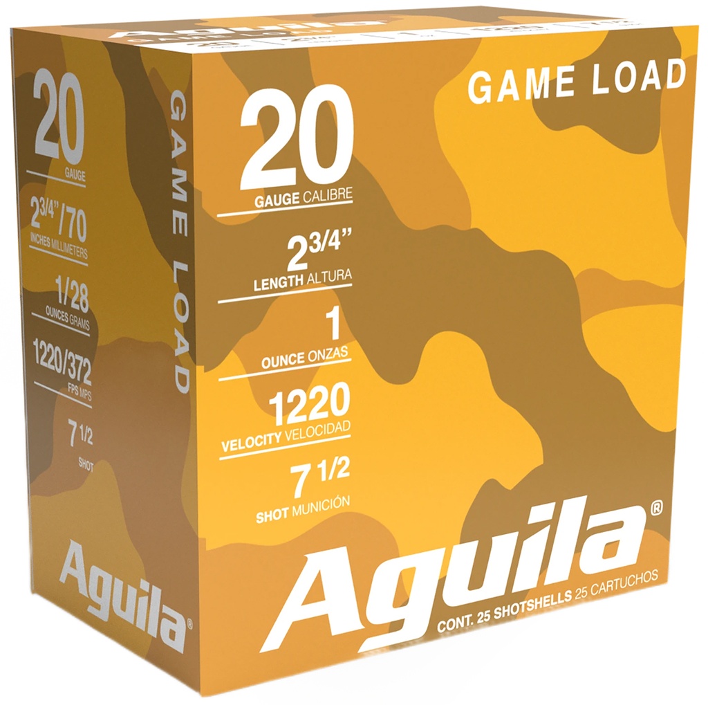 AGUILA AMMUNITION TARGET LOAD 20GA 2.75 1OZ #7.5 25/10