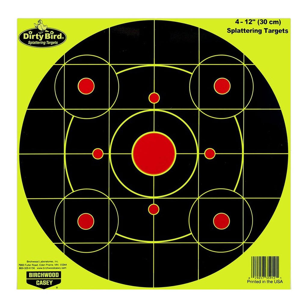 BIRCHWOOD CASEY DIRTY BIRD 12 BULL'S EYE YELLOW SIGHT IN 4PK