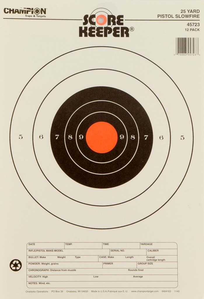 CHAMPION TARGET 25YD PISTOL SLOWFIRE (12)