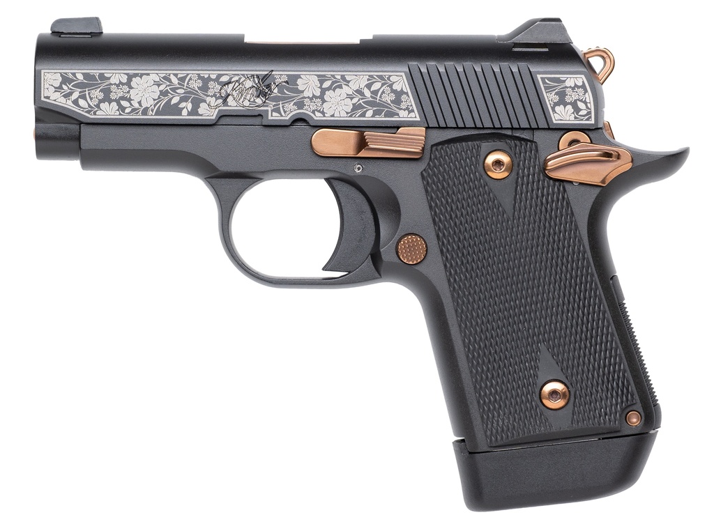CUSTOM & COLLECTABLE FIREARMS KIMBER MICRO 9 SYLVA 9MM FLORAL ENGRAVED GOLD APP