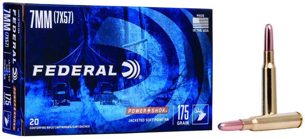 FEDERAL AMMO POWER-SHOK 7MMMAU 175GR SP RN 20/10