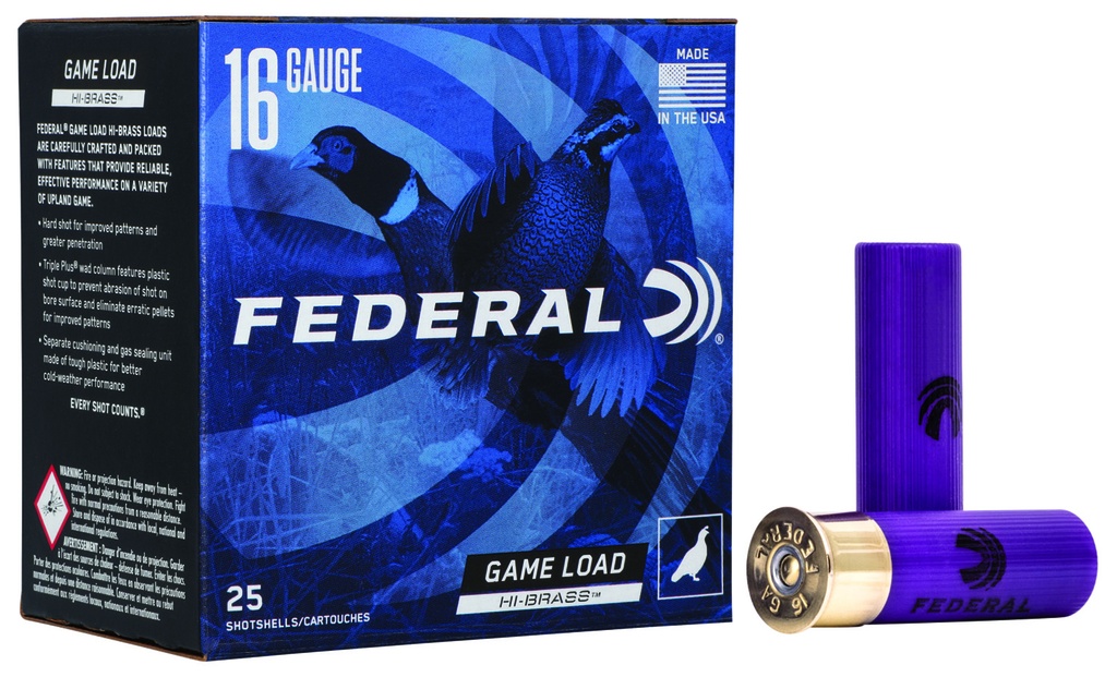 FEDERAL AMMO GAME-SHOK HI-BRASS 16GA 1-1/8OZ #4 25/10