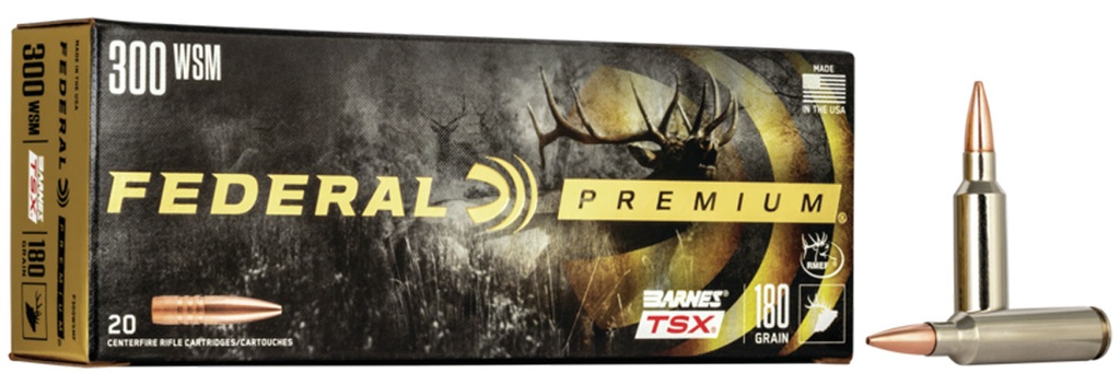 FEDERAL AMMO PREMIUM 300WSM 180GR BARNES TSX 20/10