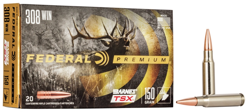 FEDERAL AMMO PREMIUM 308WIN 150GR BARNES TSX 20/10