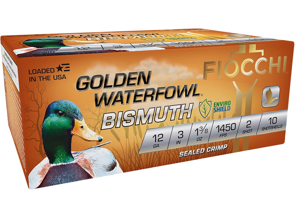 FIOCCHI AMMO GOLDEN WATERFOWL BISMUTH 12GA 3 #2 10/10