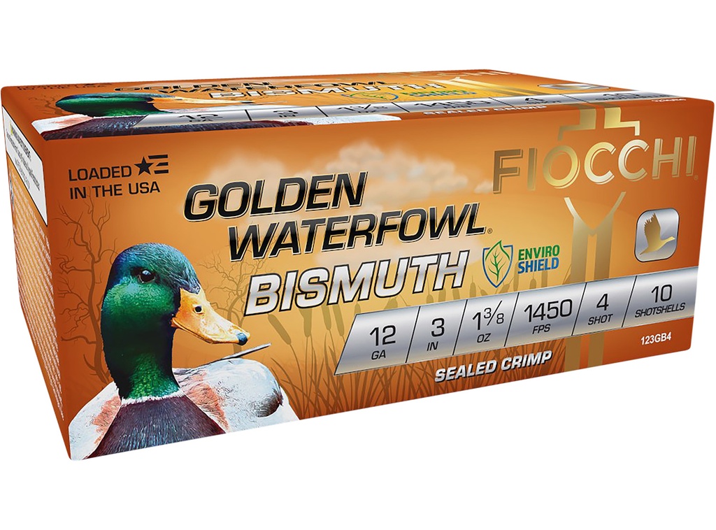 FIOCCHI AMMO GOLDEN WATERFOWL BISMUTH 12GA 3 #4 10/10