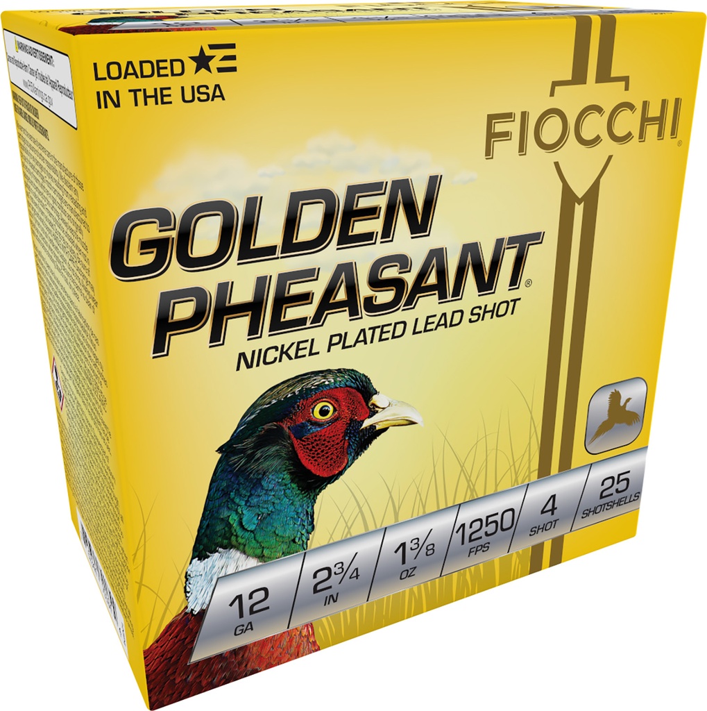 FIOCCHI AMMO GOLDEN PHEASANT 12GA 2.75 1 3/8OZ #4 25/10