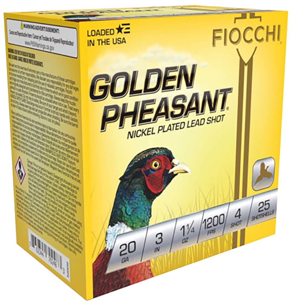FIOCCHI AMMO GOLDEN PHEASANT 20GA 3 1.25OZ #4 25/10
