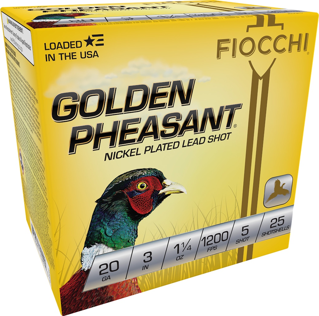 FIOCCHI AMMO GOLDEN PHEASANT 20GA 3 1.25OZ #5 25/10