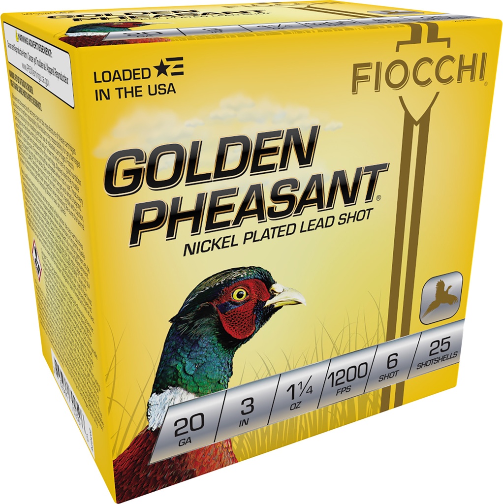 FIOCCHI AMMO GOLDEN PHEASANT 20GA 3 1.25OZ #6 25/10