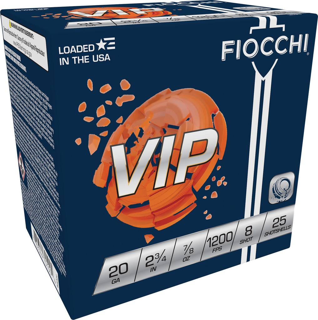FIOCCHI AMMO VIP 20GA 2.75 7/8OZ #8 25/10