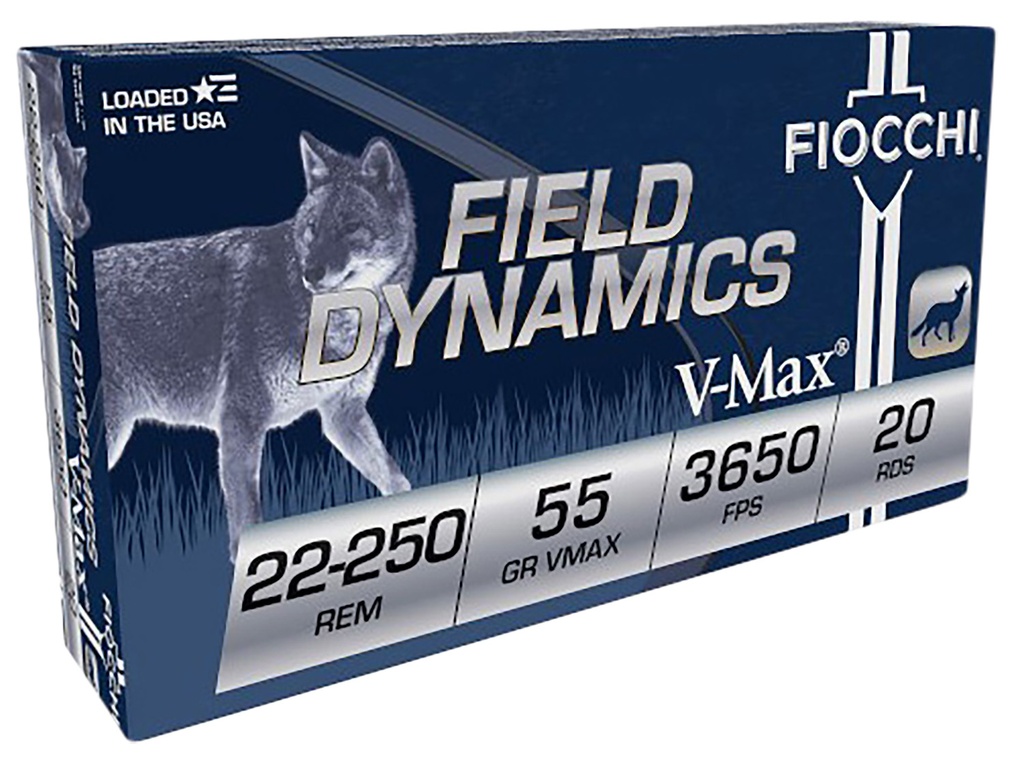 FIOCCHI AMMO FIELD 22-250 55GR HORNADY VMAX 20/10