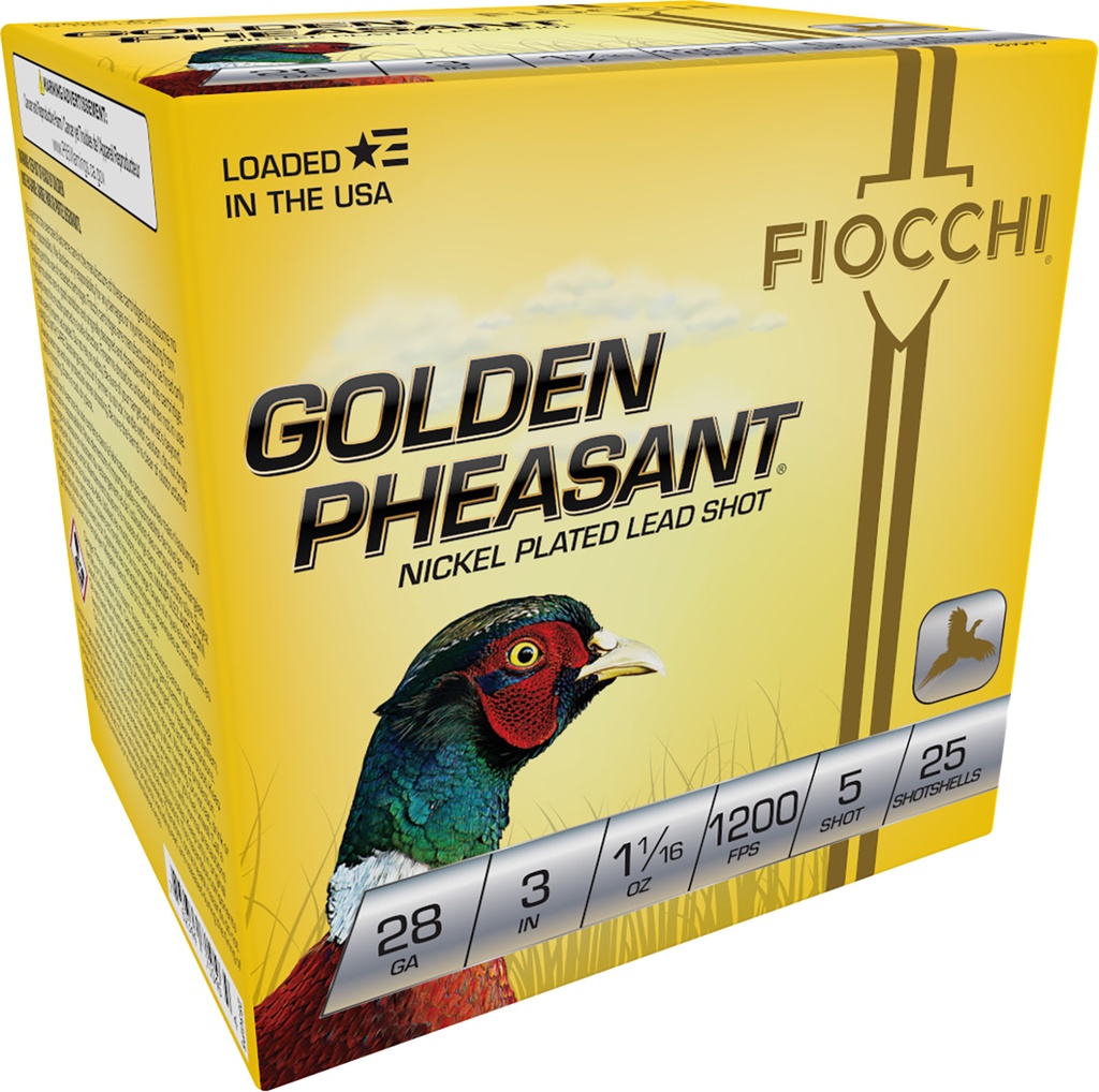 FIOCCHI AMMO GOLDEN PHEASANT 28GA #5 3 1 1/16OZ 25/10