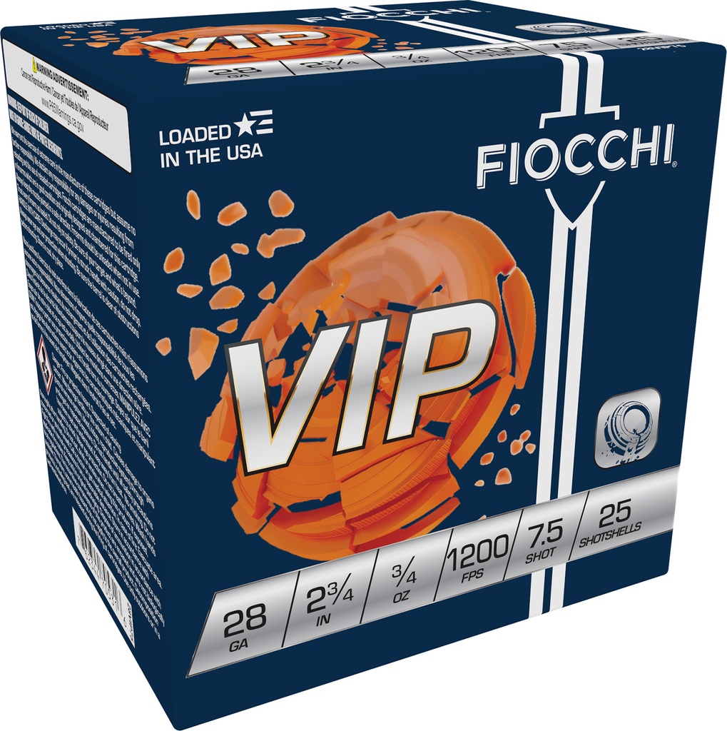 FIOCCHI AMMO VIP 28GA 2.75 #7.5 1200FPS 25/10
