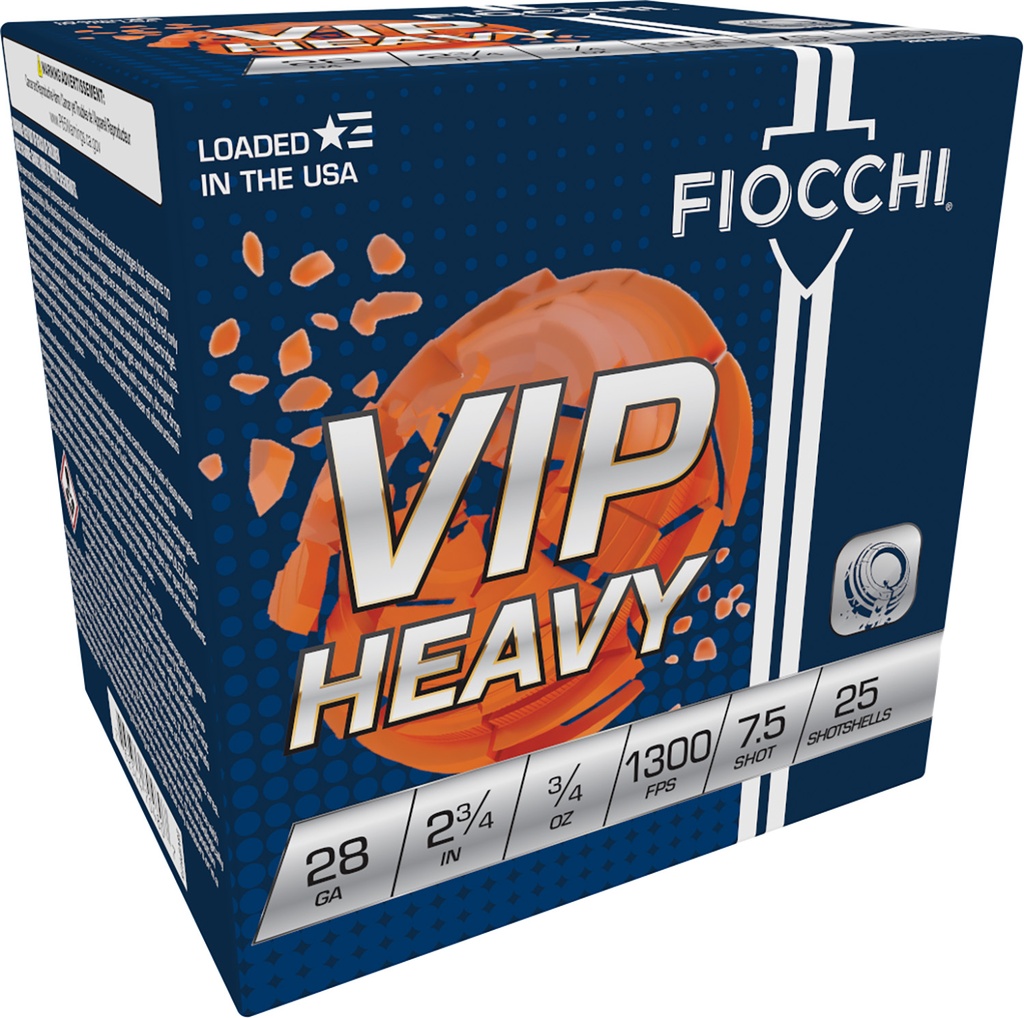 FIOCCHI AMMO VIP HEAVY 28GA 2.75 #7.5 1300FPS 25/10