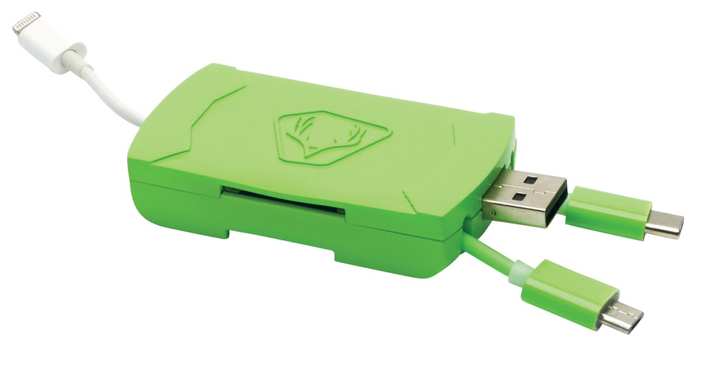 HME IOS 4IN1 CARD READER USB C/MICRO 2.0 LIGHTING