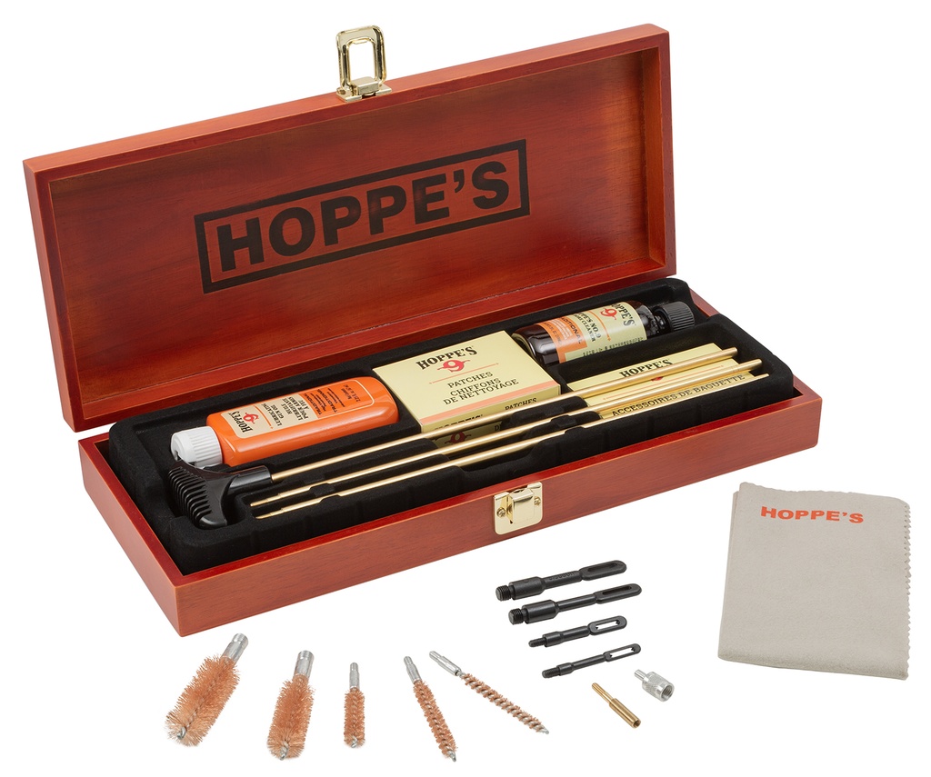 HOPPES DELUXE KIT RIFLES & SGUNS WOOD CASE  (10)
