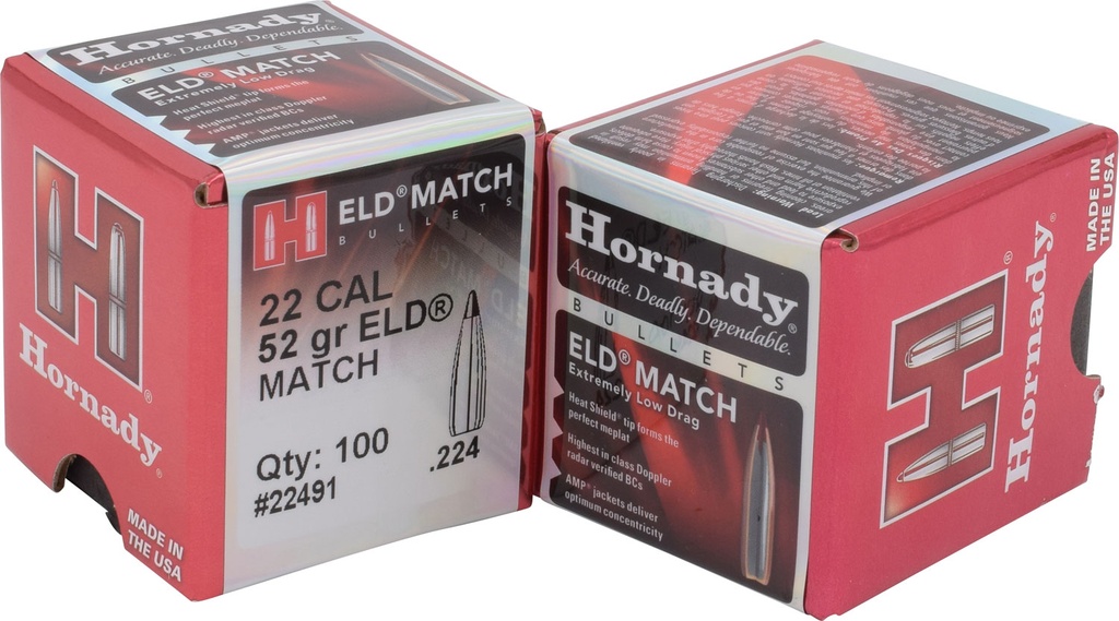 HORNADY BLT 22CAL 52GR ELD MATCH 100/40
