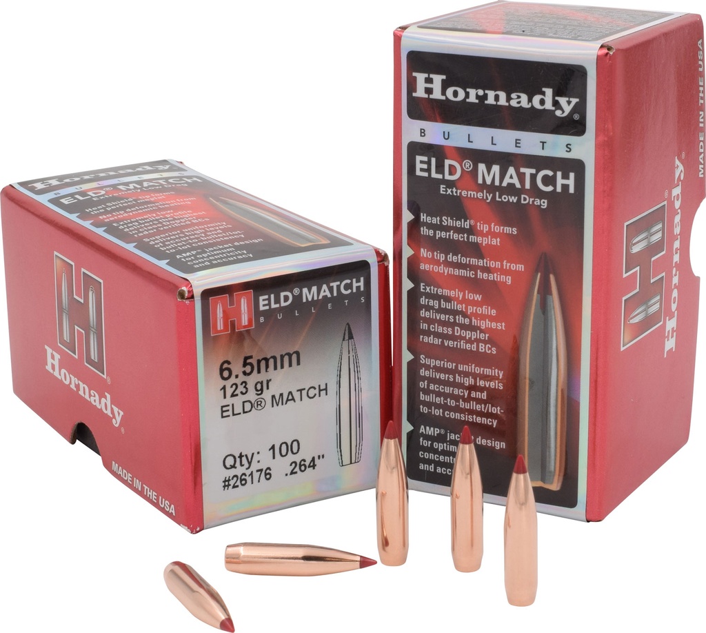 HORNADY BLT 6.5MM 123GR ELD MATCH 100/25