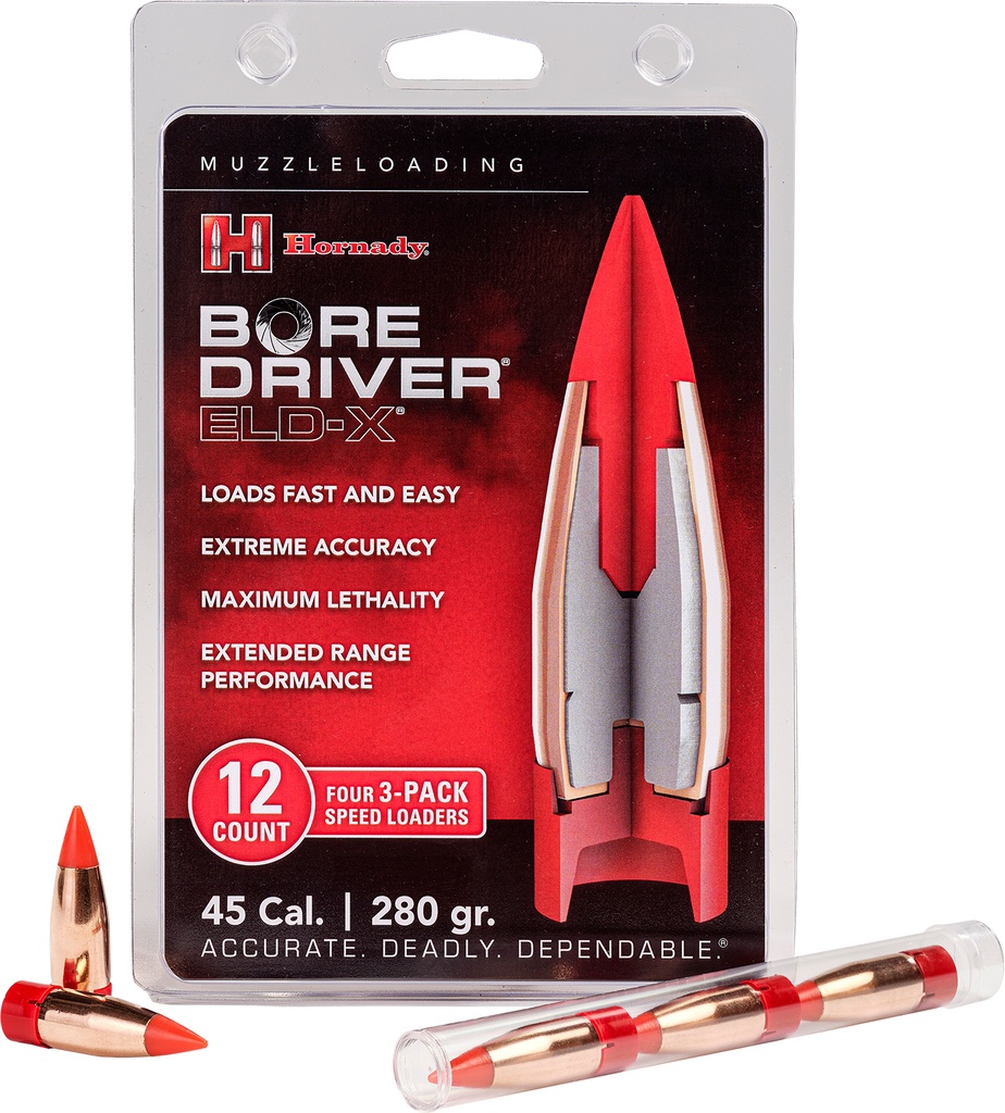 HORNADY MUZZLE 45CAL 280GR BORE DRIVER ELD-X 12/10