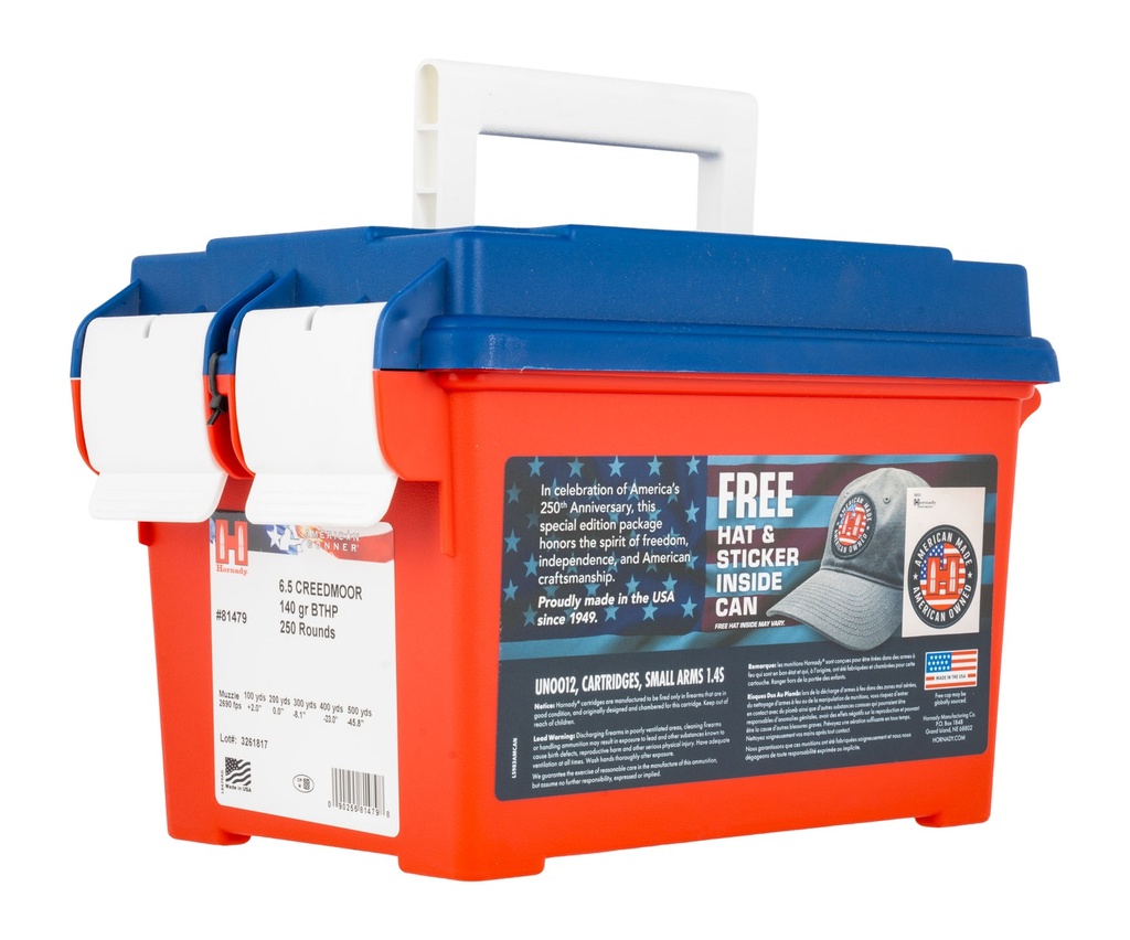 HORNADY AMMO 6.5CREED 140GR BTHP MATCH AG 250RD/2