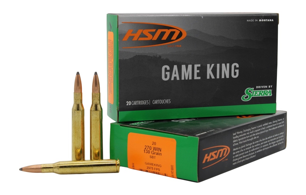 HSM AMMUNITION GAME KING 270WIN 130GR SBT 20/20
