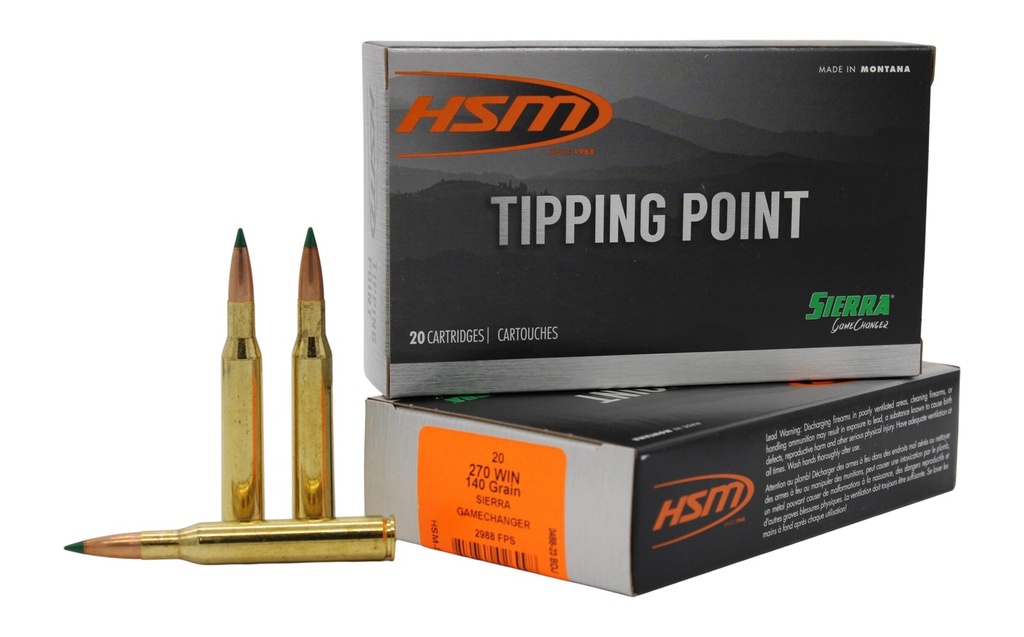 HSM AMMUNITION TIPPING POINT 270WIN 140GR SIERRA GC 20/20