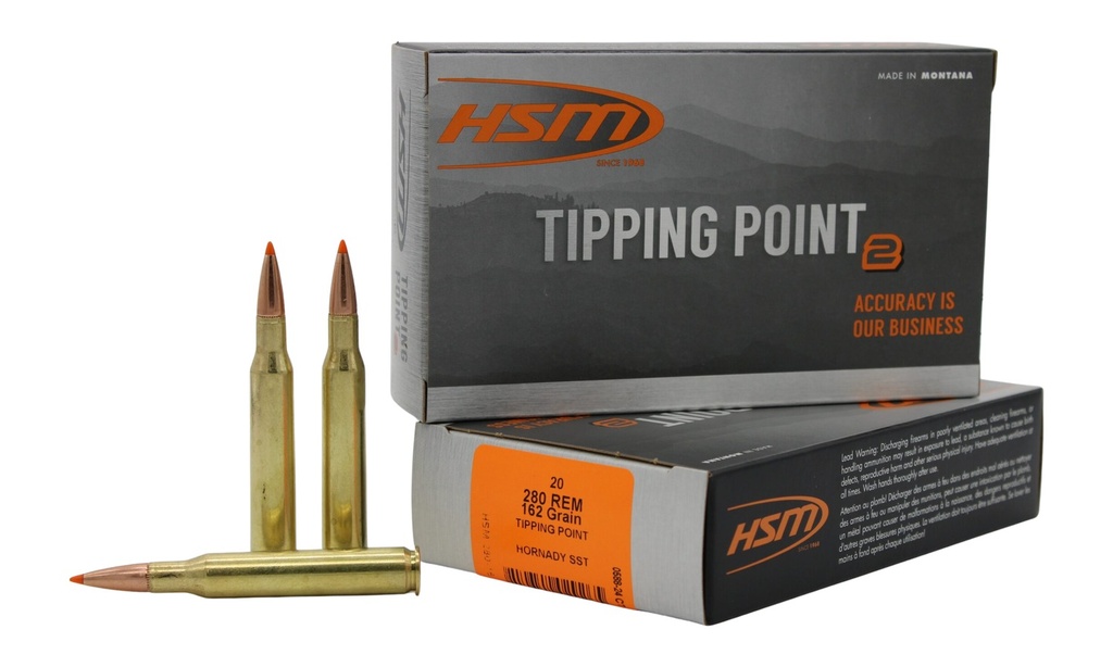 HSM AMMUNITION TIPPING POINT 2 280REM 162GR SST 20/20