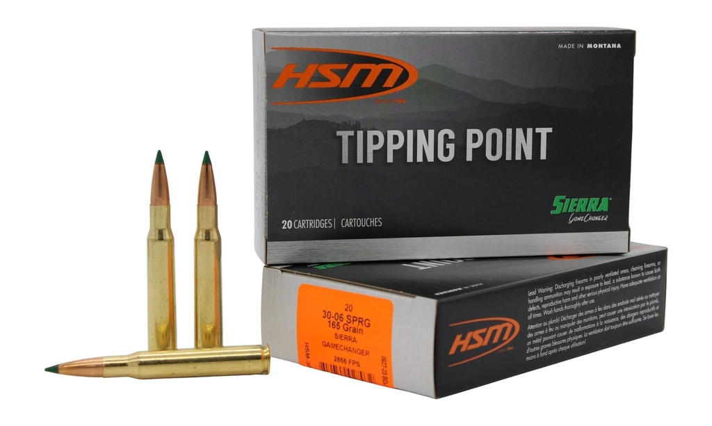 HSM AMMUNITION TIPPING POINT 30-06 165GR SIERRA GC 20/20