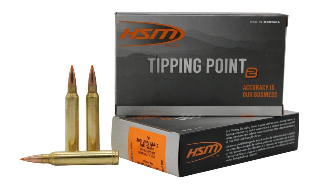 HSM AMMUNITION TIPPING POINT 2 300WIN 165GR SST 20/20