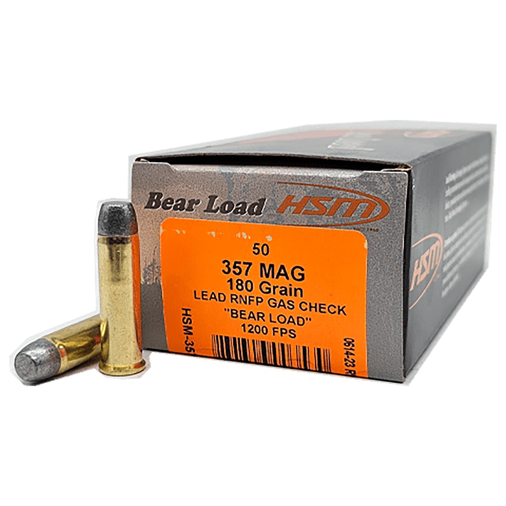 HSM AMMUNITION BEAR LOAD 357MAG 180GR RNFP  50/10
