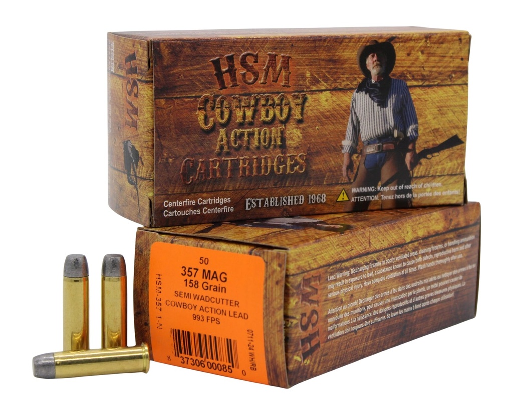HSM AMMUNITION COWBOY ACTION 357MAG 158GR SWC HARD 50/10