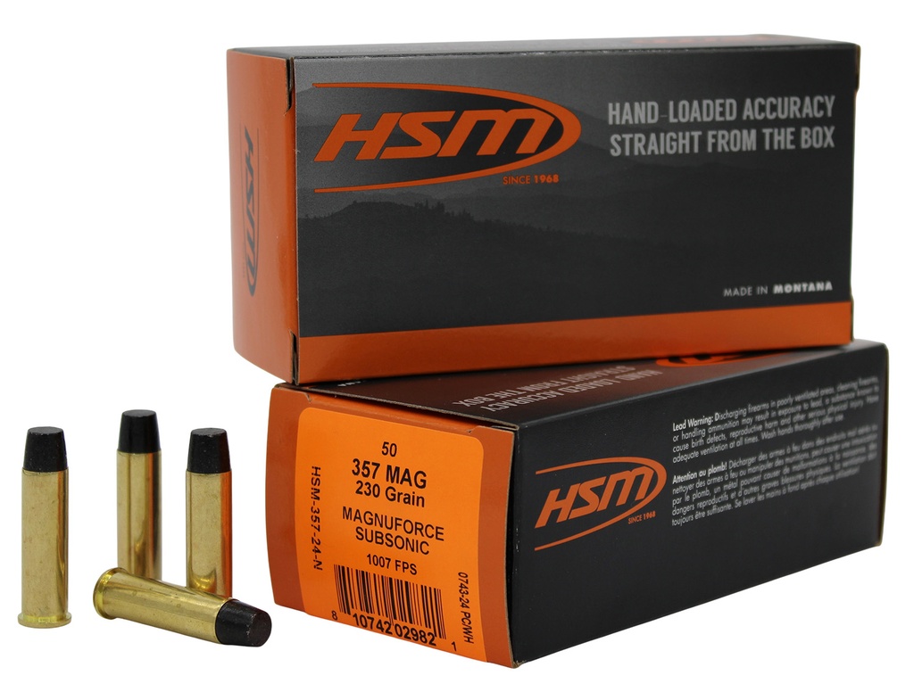 HSM AMMUNITION SUBSONIC 357MAG HITEK 230GR HCFN 50/10