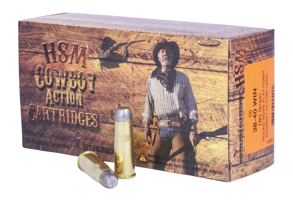 HSM AMMUNITION COWBOY ACTION 38-40 180GR RNFP SOFT 50/10