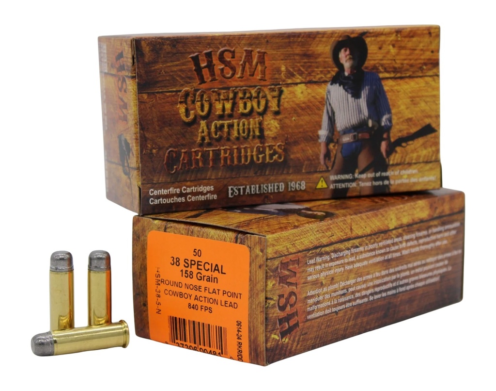 HSM AMMUNITION COWBOY ACTION 38SPL 158GR RFP LOW VEL 50/10