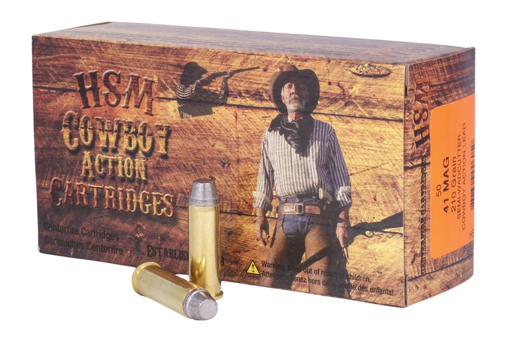 HSM AMMUNITION COWBOY ACTION 41MAG 210GR SWC-HARD 50/10