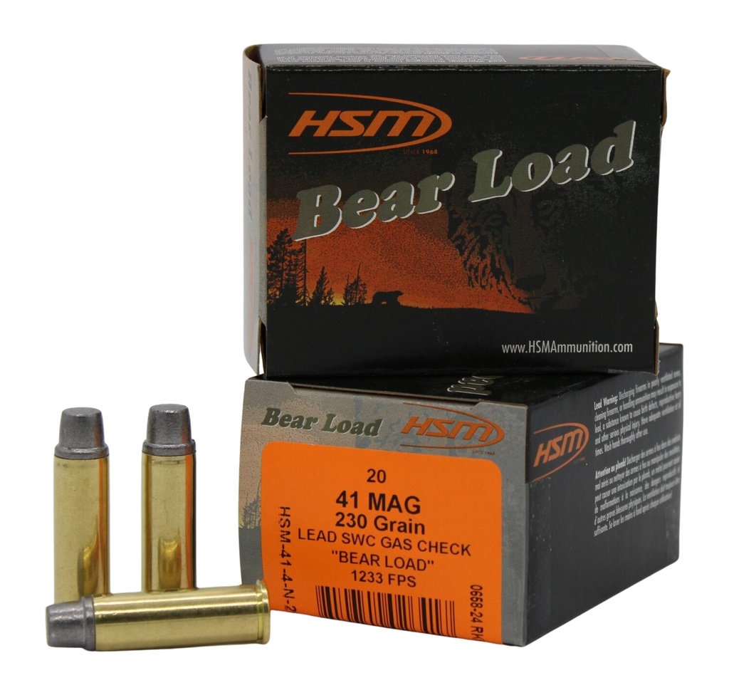 HSM AMMUNITION BEAR LOAD 41MAG 230GR SWC 20/20