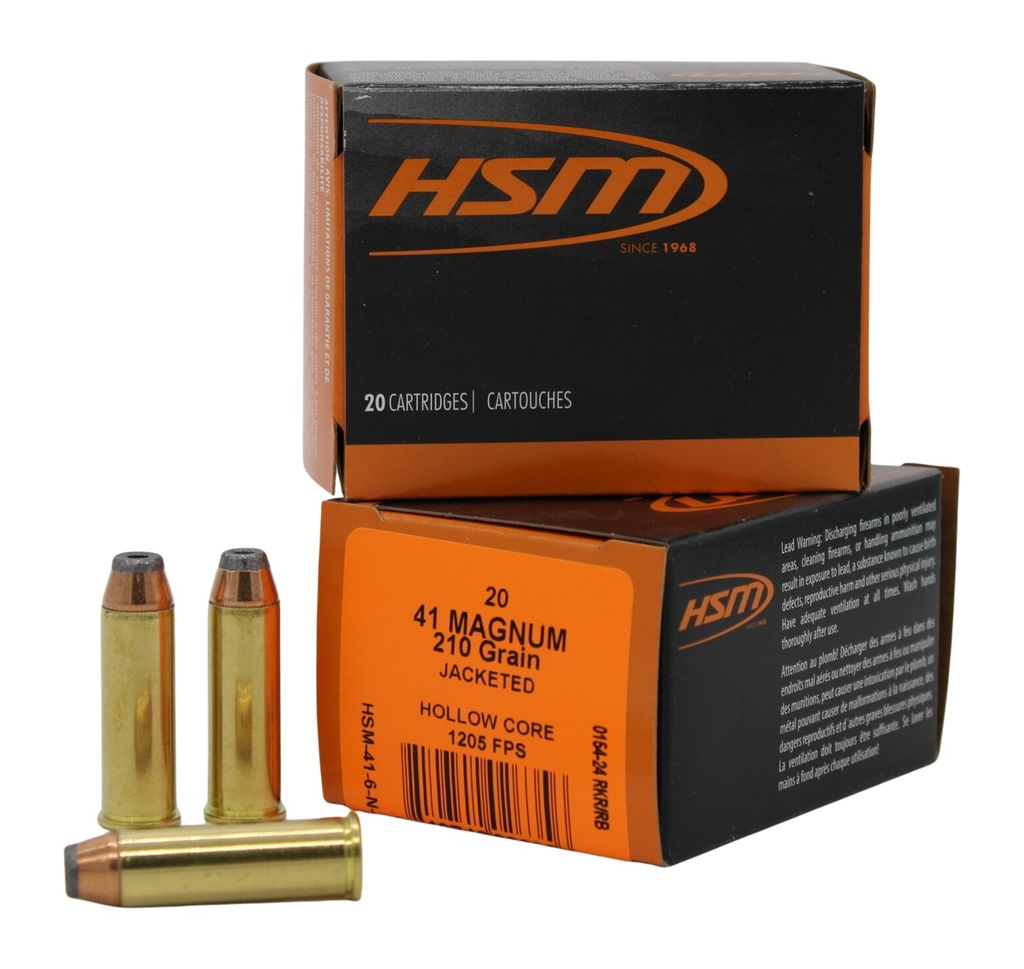 HSM AMMUNITION PRO PISTOL 41MAG 210GR JHC 20/20