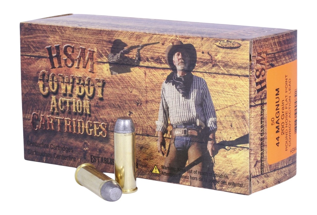 HSM AMMUNITION COWBOY ACTION 44MAG 200GR RNFP-HARD 50/10