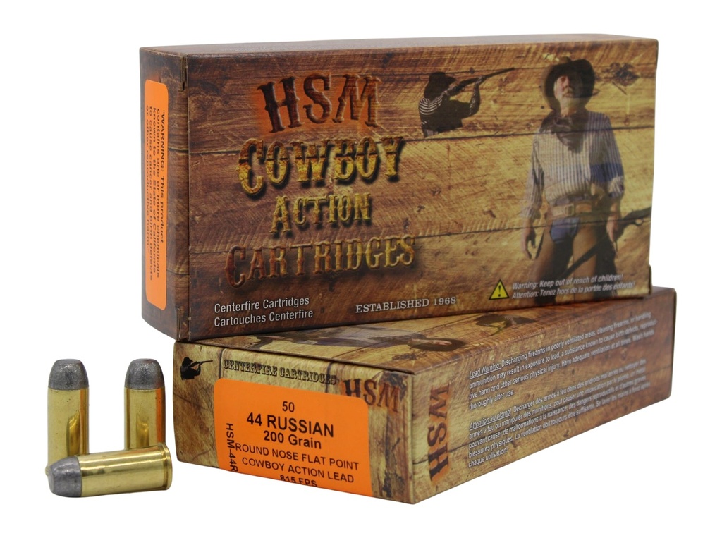 HSM AMMUNITION COWBOY ACTION 44RUS 200GR RNFP-HARD 50/10