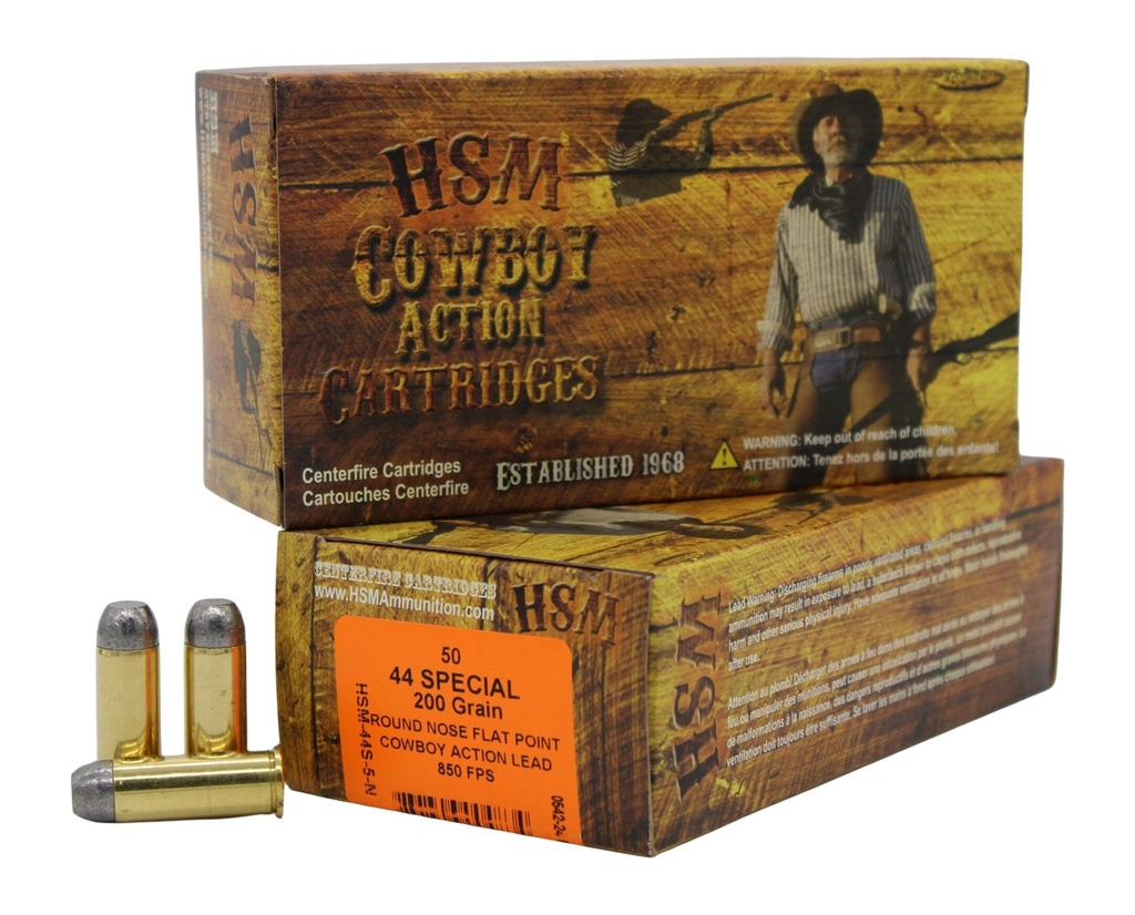 HSM AMMUNITION COWBOY ACTION 44SPL 200GR RNFP-HARD 50/10