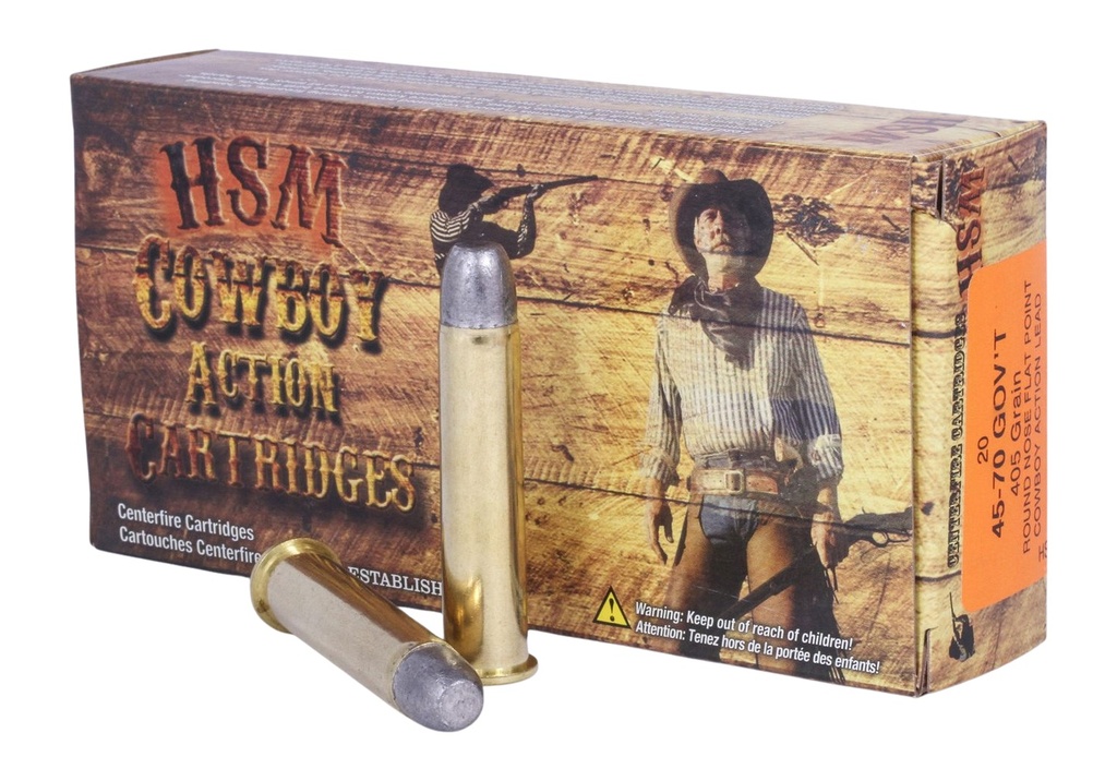 HSM AMMUNITION COWBOY ACTION 45-70 405GR RNFP-HRD TLG 20/20
