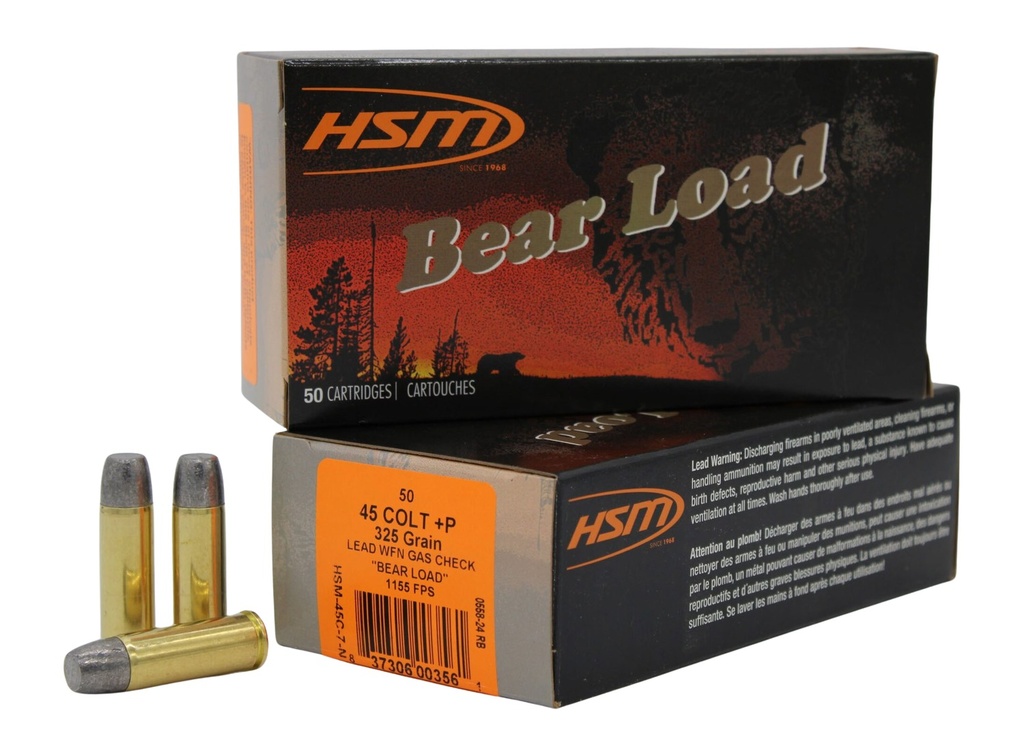 HSM AMMUNITION BEAR LOAD 45LC 325GR WFN GAS 50/10