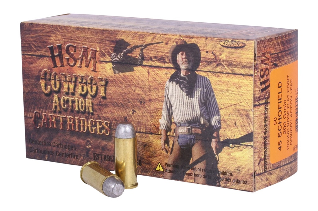 HSM AMMUNITION COWBOY ACTION 45SCO 200GR RNFP-HARD 50/10