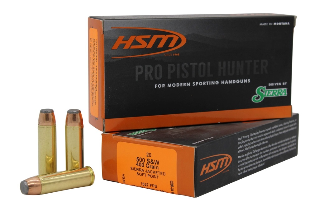 HSM AMMUNITION PRO PISTOL 500SW 400GR JSP 20/20