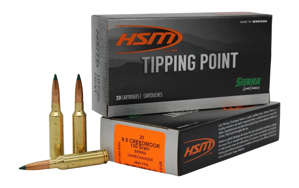 HSM AMMUNITION TIPPING POINT 6.5CREED 130GR 20/25